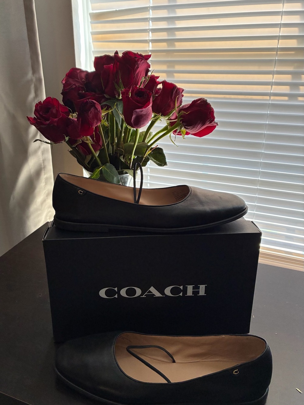 Coach Black Leather Mary Jane Ballet Flats